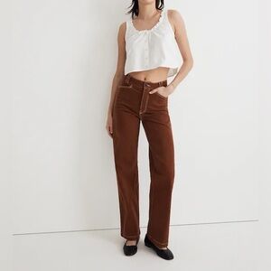 Madewell Petite Emmett 2.0 Wide-Leg Pants: Garment-Dyed Edition Clifftop Brown